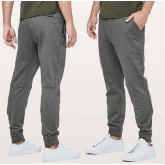 Lululemon Men’s Large City Sweat Thermo Jogger Pants Heathered Grey Activewear - Picture 1 of 9